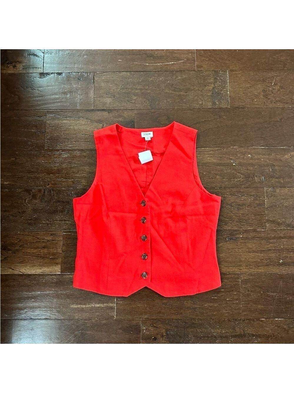 J.Crew-Button-front linen-blend vest, red size 6-NWT - Picture 4 of 15